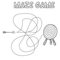 Maze puzzle game for children. Outline maze or labyrinth. Find path game with arrow and target. vector