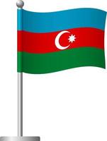 Azerbaijan flag on pole icon vector