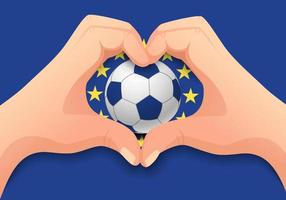 bandera de europa ue y balón de fútbol vector