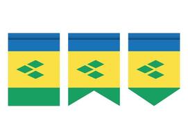 San Vicente y las Granadinas bandera o banderín aislado sobre fondo blanco. icono de la bandera del banderín. vector