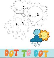 rompecabezas de punto a punto. juego de conectar puntos. ilustración de vector de sol y nube