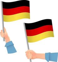 icono de la bandera de Alemania en la mano vector