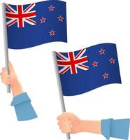 New Zealand flag in hand icon vector