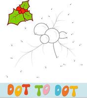Dot to dot Christmas puzzle. Connect dots game. Holly vector illustration