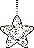 Christmas coloring book or page. Christmas star black and white vector illustration