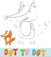 Dot to dot puzzle for children. Connect dots game. Fox vector illustration