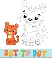 Dot to dot puzzle. Connect dots game. tiger vector illustration