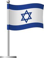Israel flag on pole icon vector