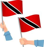 trinidad y tobago, bandera, en, mano, icono vector