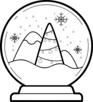 Christmas coloring book or page. Christmas ball black and white vector illustration