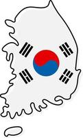 Stylized outline map of South Korea with national flag icon. Flag color map of South Korea vector illustration.