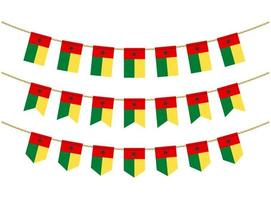 bandera de guinea-bissau en las cuerdas sobre fondo blanco. conjunto de banderas patrióticas del empavesado. decoración del empavesado de la bandera de guinea-bissau vector