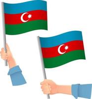 azerbaiyán, bandera, en, mano, icono vector