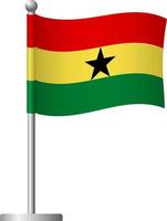 bandera de ghana, en, poste, icono vector