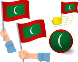 conjunto de iconos de bandera de maldivas vector