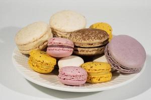 French sweet dessert macarons on white photo