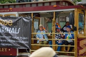 San Francisco, CA, USA - June 22, 2022, Pride Parade, Janie Spahr 2020 Grand Marshall 3rd from Right photo