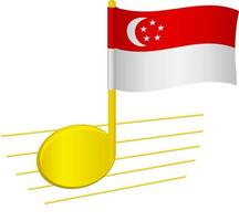 bandera de singapur y nota musical vector