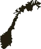 Map of Norway. Solid black map vector illustration