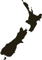 Map of New Zealand. Solid black map vector illustration