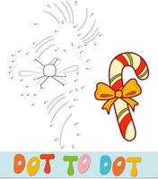 Dot to dot Christmas puzzle. Connect dots game. Candy vector illustration