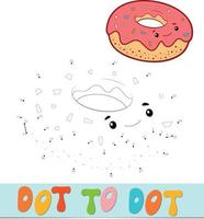 Dot to dot puzzle. Connect dots game. donut vector illustration