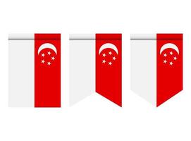 Singapore flag or pennant isolated on white background. Pennant flag icon. vector