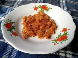 Makanan Abon or foods made from animal meat fibers. Indonesian culinary food photo