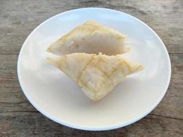 Ketupat or Rice Dumpling On a plate. Indonesian culinary food photo