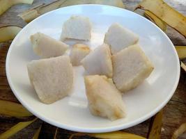 Ketupat or Rice Dumpling On a plate. Indonesian culinary food photo