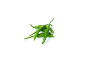 green chilly peppers isolated, white background photo