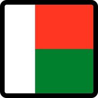 Flag of Madagascar in the shape of square with contrasting contour, social media communication sign, patriotism, a button for switching the language on the site, an icon. vector