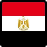 Flag of Egypt in the shape of square with contrasting contour, social media communication sign, patriotism, a button for switching the language on the site, an icon. vector