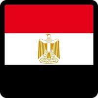 Flag of Egypt in the shape of square with contrasting contour, social media communication sign, patriotism, a button for switching the language on the site, an icon. vector