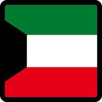 Flag of Kuwait in the shape of square with contrasting contour, social media communication sign, patriotism, a button for switching the language on the site, an icon.