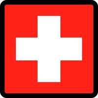 Flag of Switzerland in the shape of square with contrasting contour, social media communication sign, patriotism, a button for switching the language on the site, an icon.