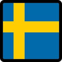 Flag of Sweden in the shape of square with contrasting contour, social media communication sign, patriotism, a button for switching the language on the site, an icon. vector