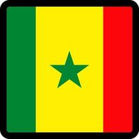 Flag of Senegal in the shape of square with contrasting contour, social media communication sign, patriotism, a button for switching the language on the site, an icon.