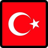 Flag of Turkey in the shape of square with contrasting contour, social media communication sign, patriotism, a button for switching the language on the site, an icon. vector