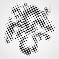 Halftone abstract vector black dots design element isolated on a white background.