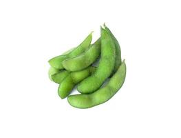 green soybeans isolated, white background photo
