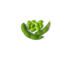 green soybeans and seed isolated, white background photo