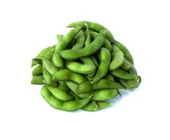 green soybeans isolated, white background photo