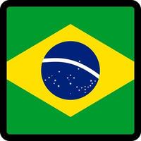 Flag of Brazil in the shape of square with contrasting contour, social media communication sign, patriotism, a button for switching the language on the site, an icon.