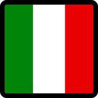 Flag of Italy in the shape of square with contrasting contour, social media communication sign, patriotism, a button for switching the language on the site, an icon. vector