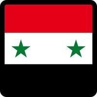 Flag of Syria in the shape of square with contrasting contour, social media communication sign, patriotism, a button for switching the language on the site, an icon. vector