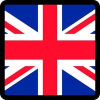 Flag of Great Britain in the shape of square with contrasting contour, social media communication sign, patriotism, a button for switching the language on the site, an icon. vector