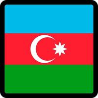 Flag of Azerbaijan in the shape of square with contrasting contour, social media communication sign, patriotism, a button for switching the language on the site, an icon. vector