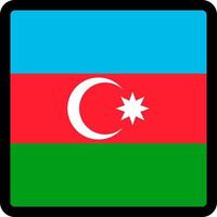 Flag of Azerbaijan in the shape of square with contrasting contour, social media communication sign, patriotism, a button for switching the language on the site, an icon. vector