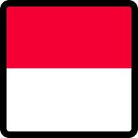Flag of Monaco in the shape of square with contrasting contour, social media communication sign, patriotism, a button for switching the language on the site, an icon. vector